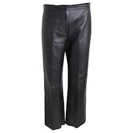 Sandro-Sandro Paris Straight Leg Pants in Black Lambskin Leather-Black