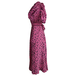 Autre Marque-Vestido Midi Noon Rotate con manga abullonada en viscosa con estampado floral rosa-Rosa
