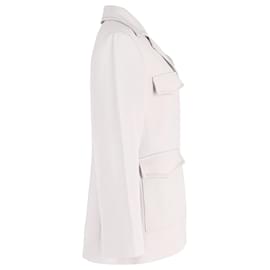 Marni-Marni Spread Collar Flap Pocket Jacket in Off White Wool Polyester Blend-White,Cream