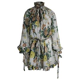 Macacão floral Zimmermann com decote e gravata em viscose multicolorida Multicor