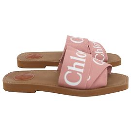 Chloé Sapatilha amadeirada com logo Chloe em lona rosa Outro