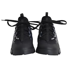 Dior-Dior D-Connect Sneakers aus schwarzem Leder und Neopren-Schwarz