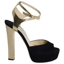 Sandali Jimmy Choo Platform Peep Toe in camoscio nero Nero