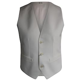 Saint Laurent-Yves Saint Laurent Grain de Poudre Waistcoat Vest in White Wool-White