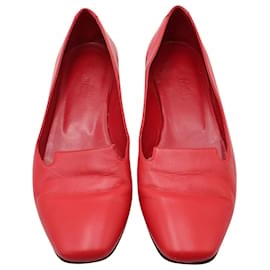 Hermès-Hermès-Loafer-Flats aus rotem Leder-Rot