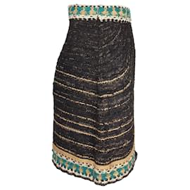 Chanel-Minifalda de tweed de Chanel en seda negra-Negro