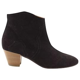 Isabel Marant-Isabel Marant Dicker Ankle Boots in Black Suede-Black