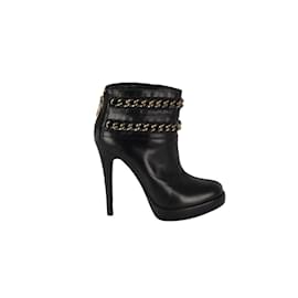 Tory Burch-Tory Burch Ankle Boots with Chain Details-Black