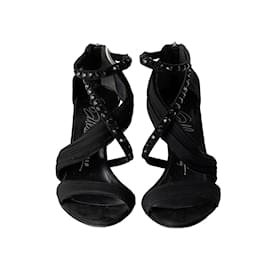 Le Silla-Le Silla Studded Ankle Strap Sandals -Black