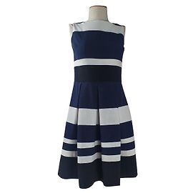 Robe Ralph Lauren à rayures bleues et blanches Blanc Bleu