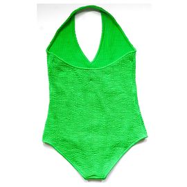 Grüner Crinkle-Neckholder-Badeanzug von Bottega Veneta Grün
