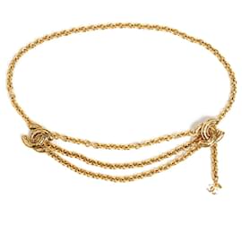 Chanel-Cinturón dorado con logotipo de Chanel-Dorado