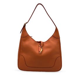 Hermès Saco de Couro Laranja Hermes com Acabamento II 35 bolsa de ombro hobo Laranja