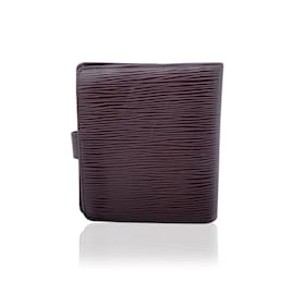 Louis Vuitton-Carteira compacta de couro epi marrom porta moedas-Marrom
