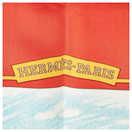 Hermès-Hermes Red Auteuil en Mai Silk Scarf-Red,Other