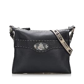 Fendi-Sac messager zippé Selleria 8BT109-Noir