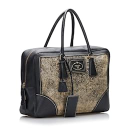 Prada-Saffiano Leather Handbag-Black