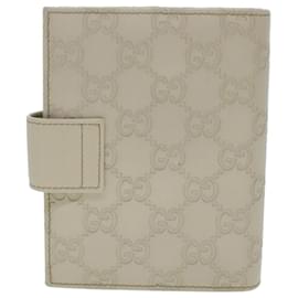 Gucci-GUCCI GG Canvas Day Planner Cover Leather White 115240 Auth am4294-White