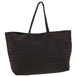 Fendi-FENDI Zucchino Canvas Tote Bag Brown Auth rd5055-Brown