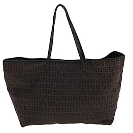 Fendi-FENDI Zucchino Canvas Tote Bag Brown Auth rd5055-Brown