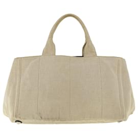 Prada-PRADA Flower Canapa GM Tote Bag Canvas Beige Auth bs5206-Beige