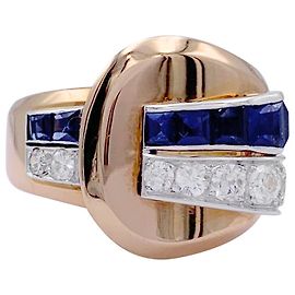 inconnue Bague "Tank", or jaune, saphirs, diamants. Autre