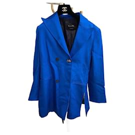 Massimo Dutti Satin Blazer Blue Blue