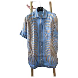 Hermès-Tunica in twill di seta,taille 40.-Blu chiaro
