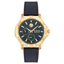 Versus Versace-Versus Versace DTLA Leather Watch-Golden,Metallic