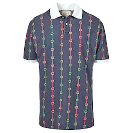 Gucci-Gucci G-Link Cotton Polo Shirt-Blue