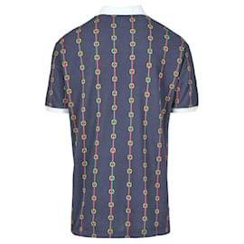 Gucci-Gucci G-Link Poloshirt aus Baumwolle-Blau