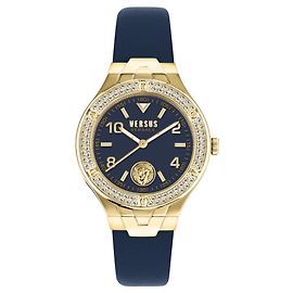 Versus Versace Vittoria montre en cuir cristal Doré Métallisé