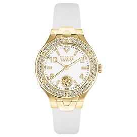Versus Versace Vittoria Relógio de couro cristal Dourado Metálico