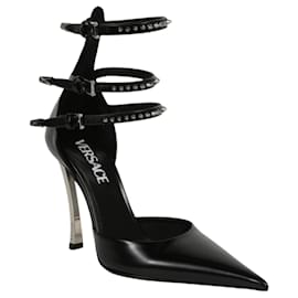 Versace-Versace Spiked Pin Point Pumps-Black