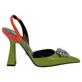 Versace-Versace La Medusa Sling-Back Pumps-Orange