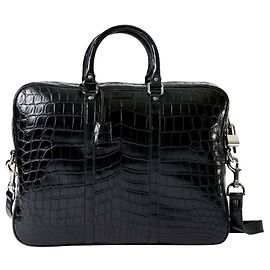 Porte-documents noir Gucci C/Crocodile Tracolle Noir