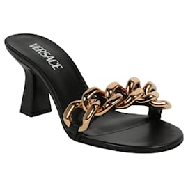 Versace-Versace Chain Mid-Heels Sandals-Black