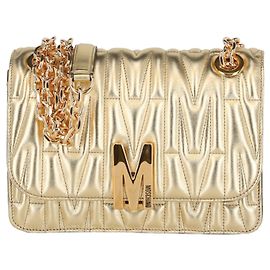 Borsa a tracolla con placca logo Moschino M D'oro Metallico