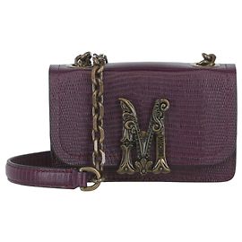 Bolsa transversal com placa de logo Moschino e elos de corrente Roxo