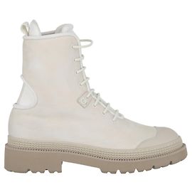 Salvatore Ferragamo Tolk Mix Media Schnürstiefel Weiß