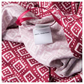 Diane Von Furstenberg-DvF silk Jilda Two wrap dress burgundy and white-White,Dark red