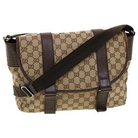 Bolsa de ombro de lona GUCCI GG bege 145859 auth 41801 Bege