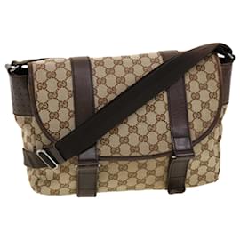 Gucci-GUCCI GG Canvas Shoulder Bag Beige 145859 auth 41801-Beige