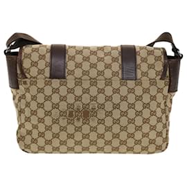 Gucci-GUCCI GG Canvas Shoulder Bag Beige 145859 auth 41801-Beige
