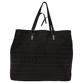 Fendi-FENDI Zucchino Canvas Tote Bag Black 32028BH019028 Auth rd5035-Black