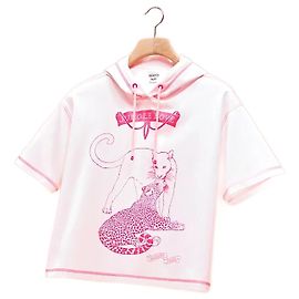 Hermès Hermes: Camiseta curta com capuz "JUNGLE LOVE". 40 Rosa