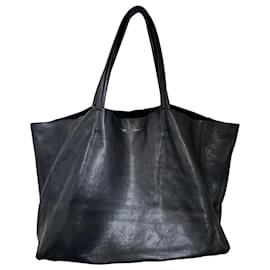 Céline-Celine Cabas Tote Bag in Black Calfskin Leather-Black