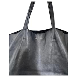 Céline-Celine Cabas Tote Bag in Black Calfskin Leather-Black