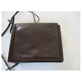 Bottega Veneta-mini bag/brown leather pouch.-Dark brown