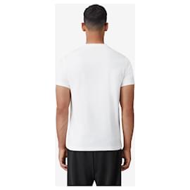 Burberry-T-shirt in cotone con stampa logo-Nero,Bianco